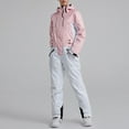 thumbnail image 2 of Xfvqtps Women One Piece Snowsuits Snowboarding Suit Hooded Color Blocked Pockets Adjustable Waterproof Windproof Outdoor Winter Warm Ski Suits Jumpsuits White, 2 of 5