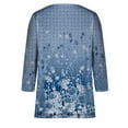 thumbnail image 5 of LEAVINGSUO Long Sleeve T-Shirt for Women Womens Tops,Women Casual Print Loose Three Quarter Sleeve Round-Neck Tops Blue L, 5 of 5