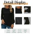 thumbnail image 5 of Mengpipi Women's Long Sleeve Blouse Lace Waffle Knit Loose Casual Tops, Black-L(US 12-14), 5 of 7
