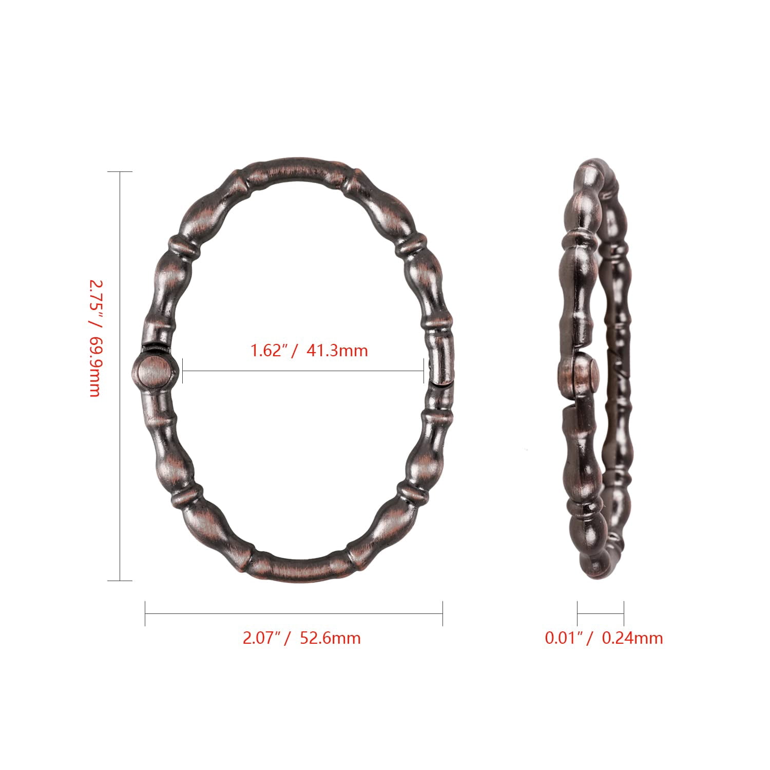 Utopia Alley  Shower Rings, Oval Shape Shower Curtain Rings for Bathroom, Rustproof Zinc Shower Curtain Hooks Rings, Set of 12 Oil Rubbed Bronze