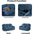 thumbnail image 2 of Golden Furniture 2 Pieces Recliner Sofa Set, Fabric Recliner Sofa and Loveseat Sets for Living Room Furniture Sets, Blue Reclining Sofa Set for Living Room/Office/Theater Seating, 2 of 5