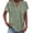 Green, variant on SuTry Womens Notched V-Neck Short Sleeve Blouse Blue White Vertical Stripe Loose Fit Linen-Look Lightweight Breathable Casual Everyday Tunic Top