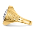 thumbnail image 2 of 14K Two-Tone Gold Ring Band Men's White Open Back Faceted Patterned Cubic Zirconia CZ Clear Oval Blue, 2 of 4