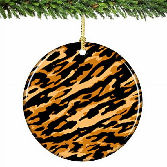 Lion Print Christmas Ornament Porcelain 2.75 Inches