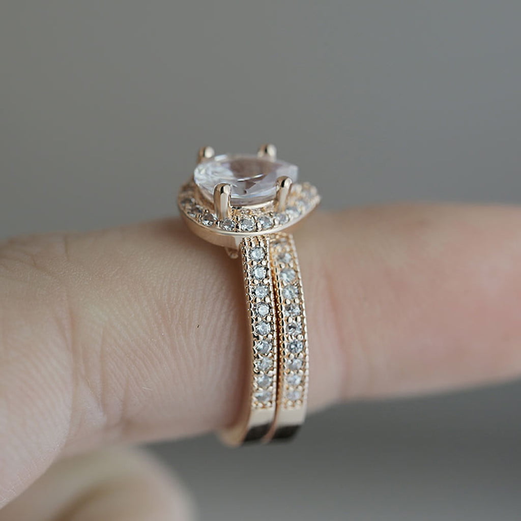 Koolee Ring Jewelry,Fashion Simple And Creative Water Drop Diamond Zircon Ladies Ring Jewelry 