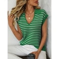 thumbnail image 6 of Anbech Women Striped V-Neck Sweater Tops Cap Sleeve Knit Shirt Summer Dressy Pullover, 6 of 8