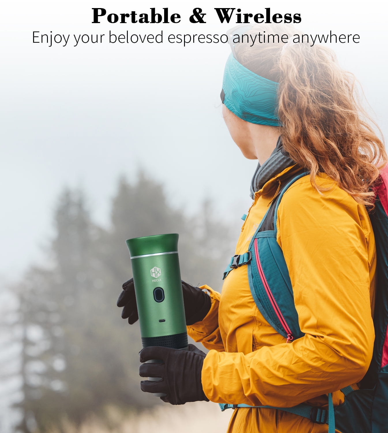 Portable Electric Espresso Machine, Travel Coffee Maker for Camping, Car Coffee Maker Self-Heating, Compatible with Ground Coffee & NS Capsule for RV, Hiking, Office