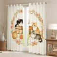 thumbnail image 2 of Manfei Kawaii Kitten Blackout Curtains, Boho Western Flower Window Curtains Pack of 2 (38x45 Each), Cream, 2 of 6