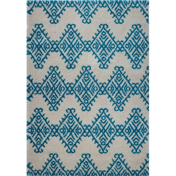 Ladole Rugs Modern Soft Trellis Geometric Bedroom Dining room Living Room Carpet Area Rug in Turquoise-Ivory 5x8 (5'3" x 7'6", 160cm x 230cm)