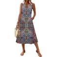 thumbnail image 2 of Women's Sleeveless V-Neck Button Midi Dress - Summer Casual A-Line Dress with Pockets, Multiple Colors for Daily & Vacation Wear, 2 of 6