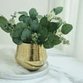 thumbnail image 6 of Efavormart 2 Pack | 6" Gold Textured Round Ceramic Flower Plant Pots, Cylindrical Bell Shaped Metallic Gold Brushed Planter Pot, 6 of 11