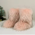 thumbnail image 2 of Faux Fur Mid-Calf Boots for Women,Furry Fluffy Round Toe Suede Snow Boots, Comfy Plush Warm Short Flat Shoes for Indoor and Outdoor Winter Wear, 2 of 8