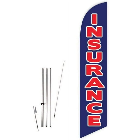 Cobb Promo Insurance Blue Feather Flag with Complete 15ft Pole kit and Ground Spike