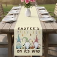 thumbnail image 4 of Beige Gnomes Easter Table Runner - 90 Inch Long Eggs Botanical Carrot Pastoral Cotton and Linen Blended Dress Scarves Farmhouse Table Runner for Kitchen Dining, Coffee Table, 13" x 90", 4 of 8