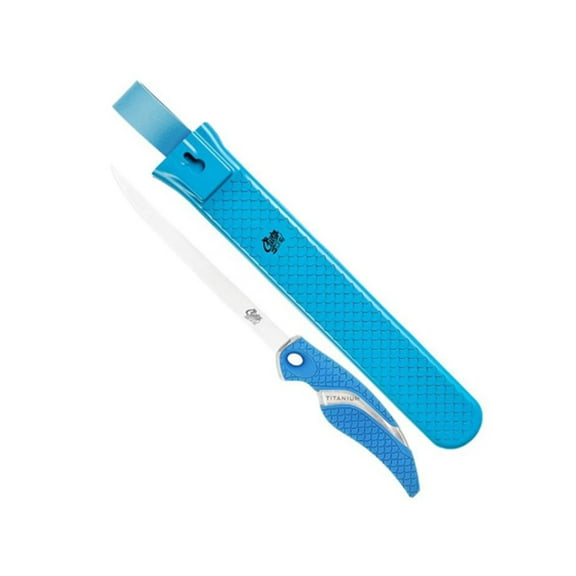 Cuda Titanium Bonded Fillet Knife 7" Fillet German 4116 Stainless Titanium Blade Synthetic Handle Blue