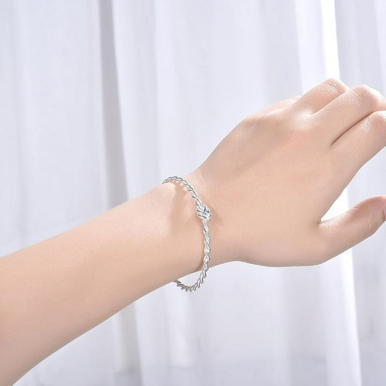 925 Sterling Silver Cuff Bangle Bracelets Adjustable Jewelry