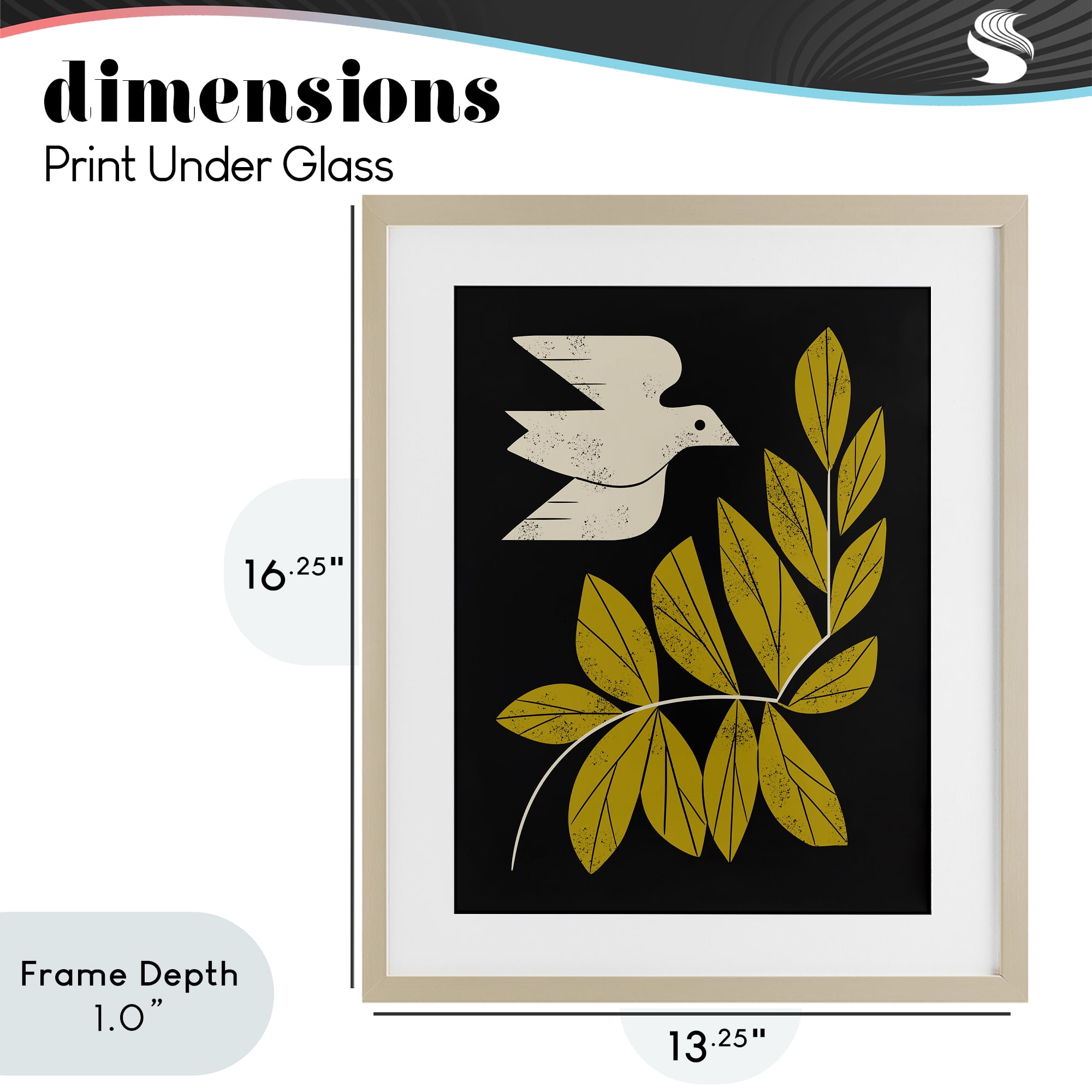 Stupell Industries Midcentury Dove & Branch Birch Framed Print Under Glass, design by Renea L. Thull