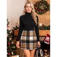 thumbnail image 4 of Women's Plaid Pencil Mini Skirt, High Waisted Bodycon Above Knee Skirt with Side Zipper for Fall Winter, 4 of 5
