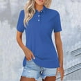 thumbnail image 2 of Holzkary Polo Shirts for Women Short Sleeve Summer Tops Casual Short Sleeve Button Down Collared T Shirts Loose Fit Blouses Polos Golf Shirts Collared Shirt Quick Dry Tennis Work Athletic Tops Blue L, 2 of 5