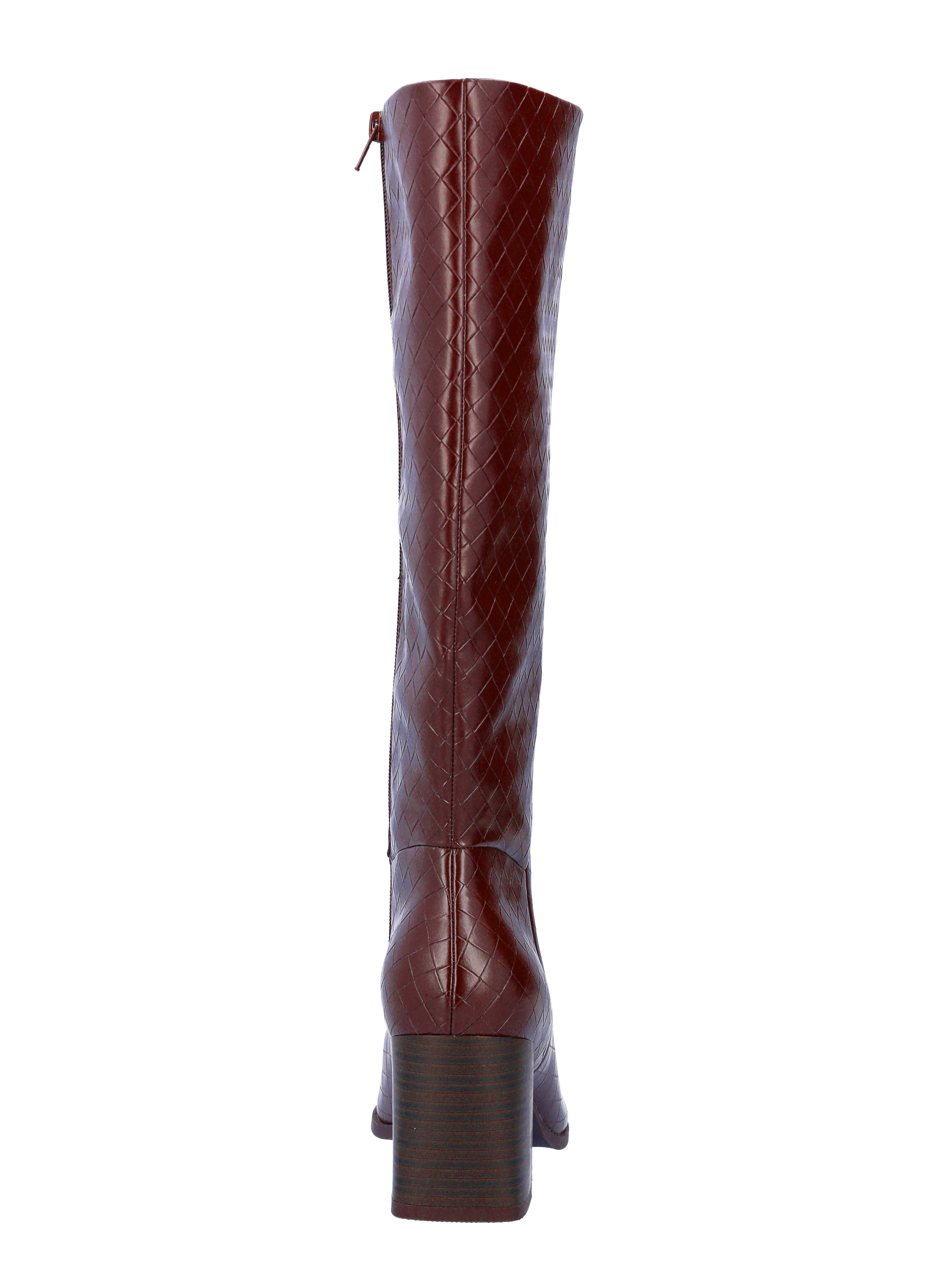 Free Assembly Women's Faux Leather Basketweave Texture Tall Boots, Sizes 6-11