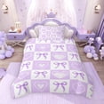thumbnail image 2 of Erosebridal Kawaii Bowknot Twin Bedding for Kids Girls, Cute Heart Duvet Cover Set, Purple White, Colorful Stars Reversible, 1 Duvet Cover and 1 Pillowcase (No Comforter), 2 of 5