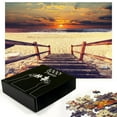 thumbnail image 2 of Ambesonne Beach Jigsaw Puzzle Durable Cardboard, Romantic Sunset Skyline, 1000 pcs, Orange Cream, 2 of 5