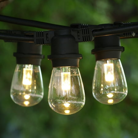 Commercial String Lights 100 ft Black - LED S14 Professional WW Bulbs - Walmart.com