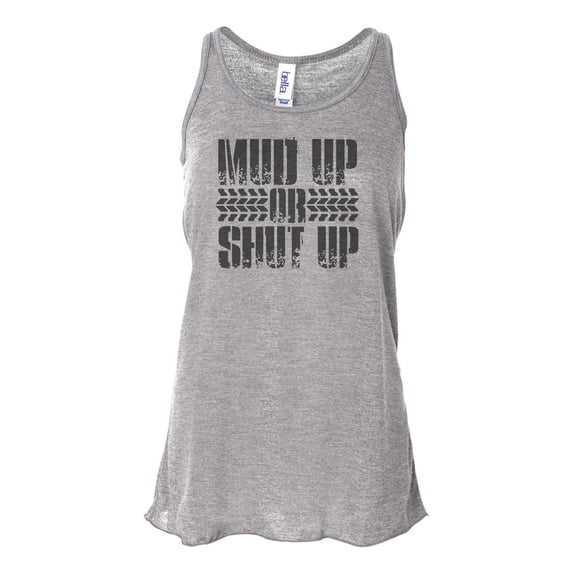 "Mud Up Or Shut Up, Mudding Tank Top, Racerback Tank Top, 4 Wheeling, Sublimation, Soft Bella Tank, Workout Tank, Tank Top, Fitness, 4x4, Athletic Grey, MEDIUM"