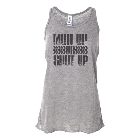 "Mud Up Or Shut Up, Mudding Tank Top, Racerback Tank Top, 4 Wheeling, Sublimation, Soft Bella Tank, Workout Tank, Tank Top, Fitness, 4x4, Athletic Grey, MEDIUM"
