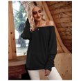 thumbnail image 2 of Pull-over à Manches Longues pour Femmes en Tricot Pull Bouffant Solide, 2 of 6
