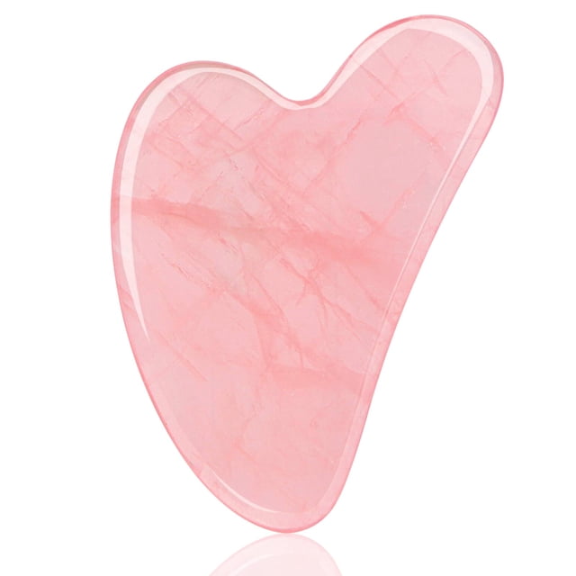 Ecoswer Gua Sha Herramienta facial Guasha Herramienta para masajeador facial y corporal Piedras naturales Raspado de cuarzo rosa y terapia de acupuntura SPA para levantar, disminuir la hinchazón y apr