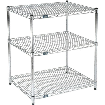 Nexel 3 Shelf Chrome ESD Wire Shelving Unit Starter 30""W x 21""D x 34""H