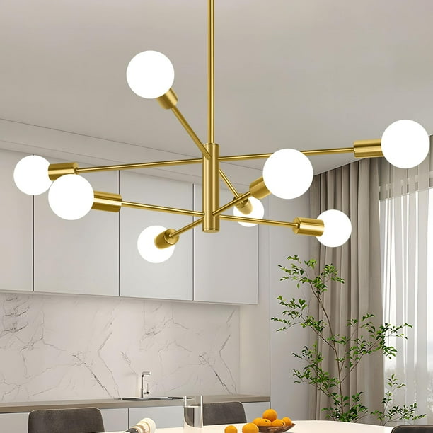 Lámpara Sputnik moderna BeSlowe de 8 luces, color dorado