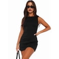 thumbnail image 2 of Women'S Summer Sleeveless Boat Neck Mini Dress Slim Fit Party Club Bodycon Dresses Black S, 2 of 7