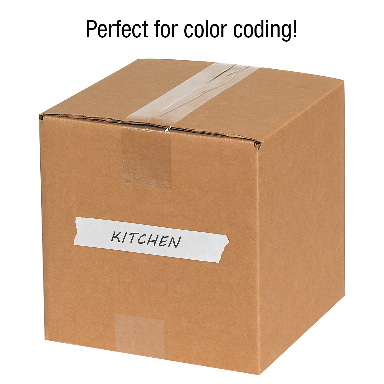 Tape Logic® Color Masking Tape, 3" Core, 0.75" x 180', White, Case Of 12