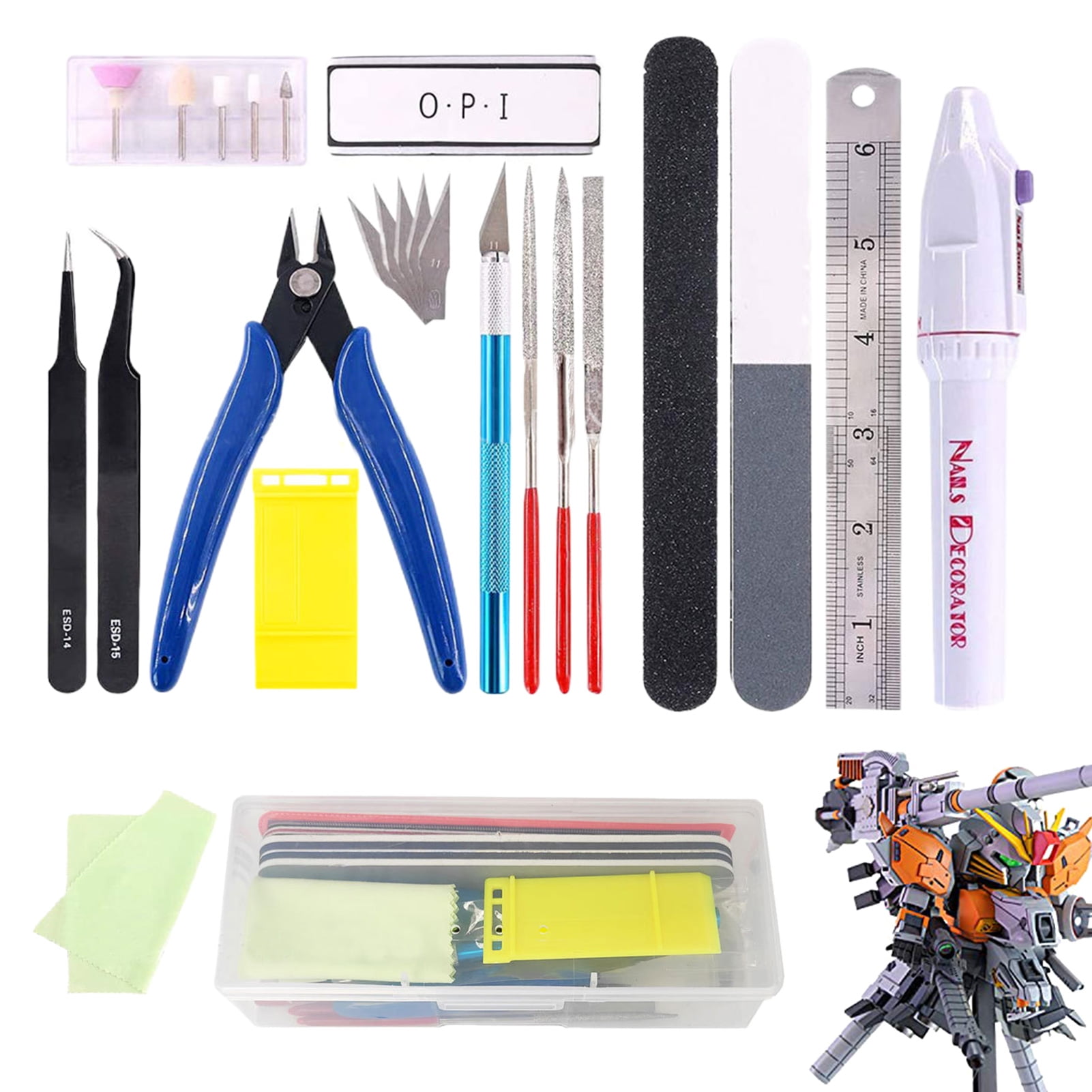 Model Tool Kit, 24 Pieces Miniature Tools Model Kit, Modeling Tools, Model Kits With Box For Buildings, Airplanes, Cars, Robots, Cartoons