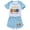 Light blue, variant on Girl set short sleeved set Rainbow high children's girl short sleeved T-shirt shorts sports set movie, TV game cartoon children's fashion casual set, suitable for children aged 5-13