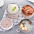 thumbnail image 5 of Yirtree HOME 1/2/4 Tier Stainless Steel Lunch Box Thermal Hot Leakproof Japanese Round Cylinder Stackable Solid Bento Lunch Box Bento Picnic School Food Container for Adults, 5 of 8