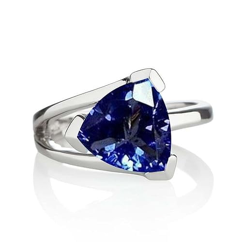 Elegant Blue Tanzanite Ring For Women Handmade Gemstone Ring Solid 925 Sterling Silver Fine Jewelry Trillion Cut Tanzanite Ring Stackable Ring Propozal Gift For Her Love Ring