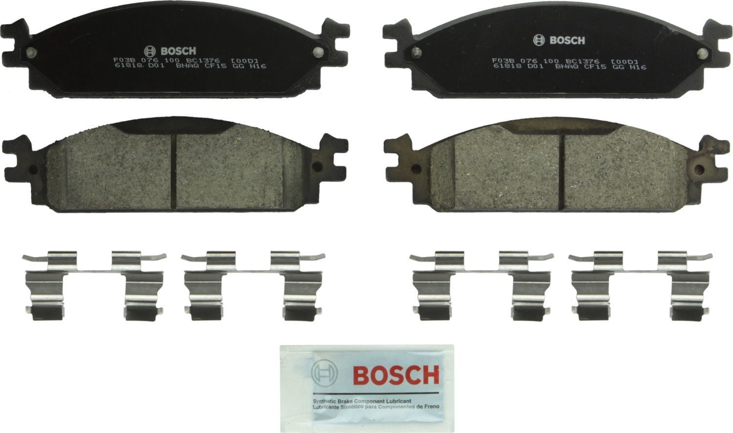 Bosch BC1376 QuietCast Premium Ceramic Disc Brake Pad Set For Ford: 2011-2012 Explorer, 2009-2012 Flex, 2010-2012 Taurus; Lincoln: 2009-2011 MKS, 2010-2011 MKT; Front