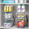 thumbnail image 4 of Clear Bathroom Organizers 2 Sets 3 Tier, Pull Out Organizer and Storage with 2 Cups, Slide Out Drawer Storage Container with 6 Dividers, Multi-Purpose Bathroom Organizer, Kitchen Under Sink Organizer, 4 of 9