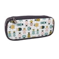thumbnail image 2 of Picia Colorful Insects Pattern Large Capacity PU Leather Pencil Case Organizer Pen Marker Holder Double Zipper Storage Bag Big Pencil Pouch for College Office, 2 of 6