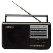QFX Portable 4-Band AM/FM/SW1/SW2 Radio with Headphone Output, Black, R-3