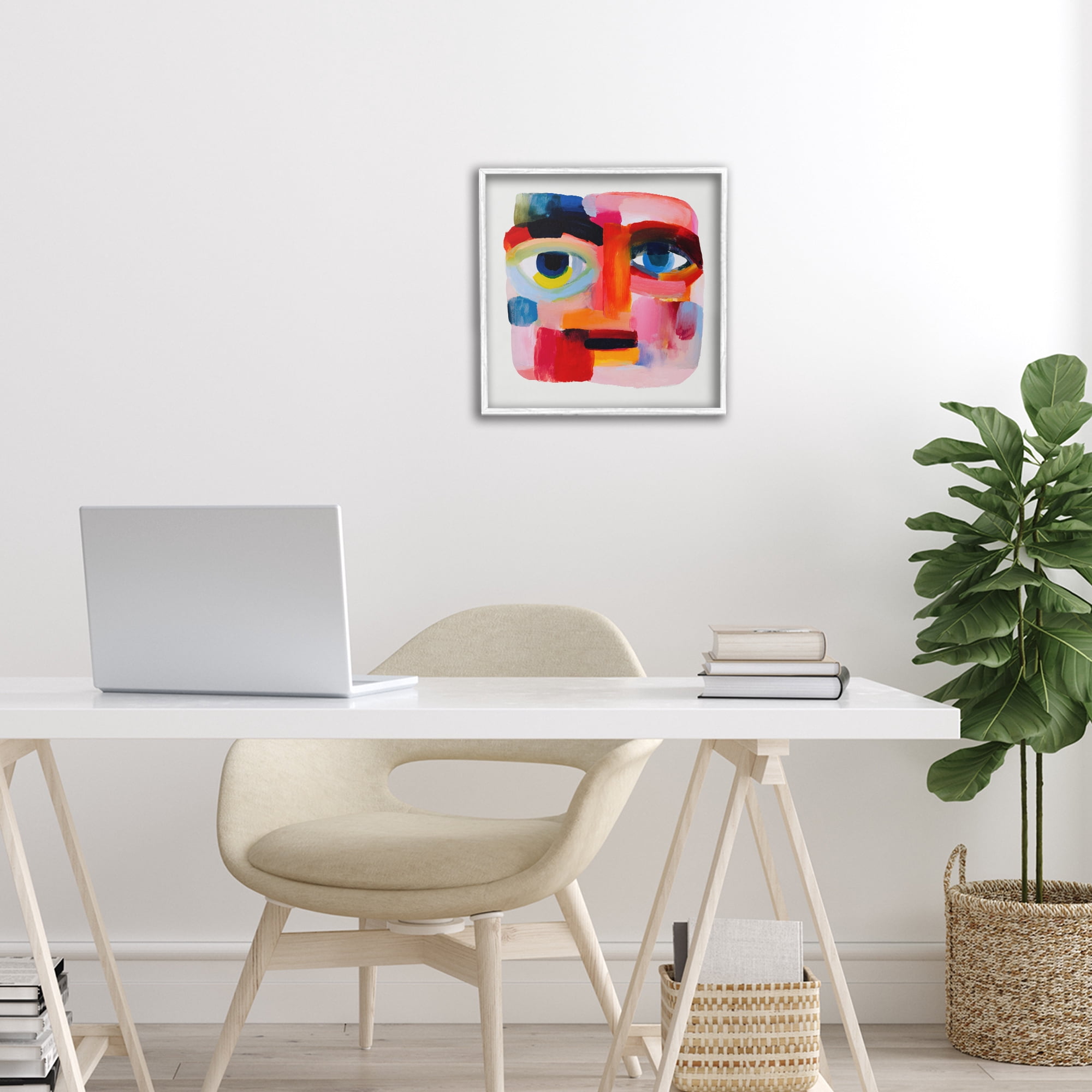 Stupell Industries Cubist Gaze in Vivids White Framed Giclee Art, design by Chromatic Storm Studio