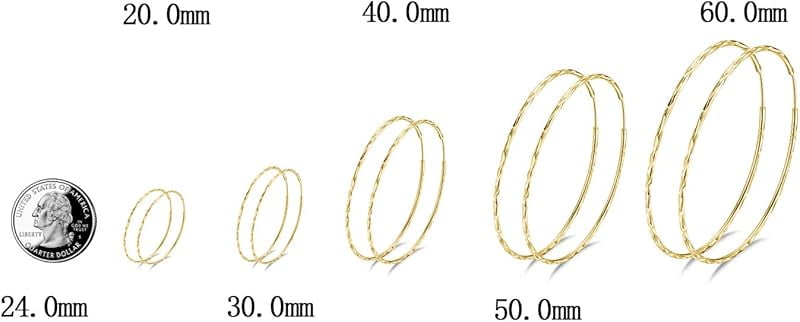 DOLIOX 925 Sterling Silver Circle Endless Hoop Earrings for Women 20 30 40 50 60 70mm