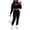 Black, variant on Women's Three-Piece Sportswear Set: Sexy Long-Sleeve Pullover Hoodie, Short Vest Top, Casual Pants Sports Set