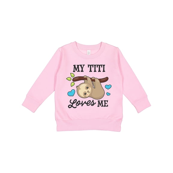 Inktastic My Titi Loves Me with Sloth and Hearts Toddler Sweatshirt