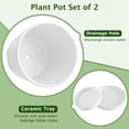 thumbnail image 5 of BUYMAX Ceramic plant pots with drainage holes and tray,5+6 inch embossed seashell design flower pots , White ，Set of 2, 5 of 7