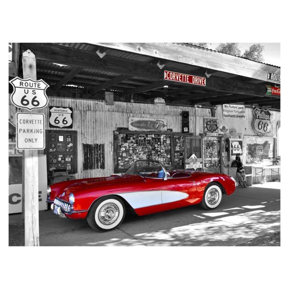 Global Gallery's 'Red Corvette' By Vadim Ratsenskiy Unframed Giclee on Paper Print