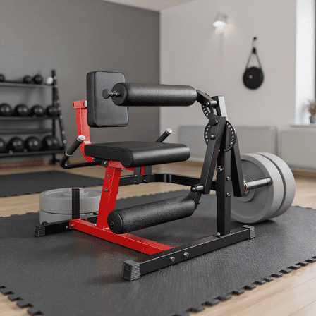 AECOJOY Adjustable Leg Extension & Curl Machine, 8 24 Positions, Plate-Loaded Thigh Workout Equipment for Home Gym, Fits 1''/2'' Weight Plates with Wheels